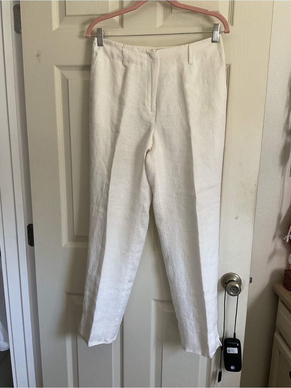 Talbots Cream Straight-Leg Linen Blend Pants